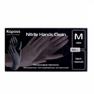 Перчатки нитриловые черные упаковка 100шт размер М Kapous